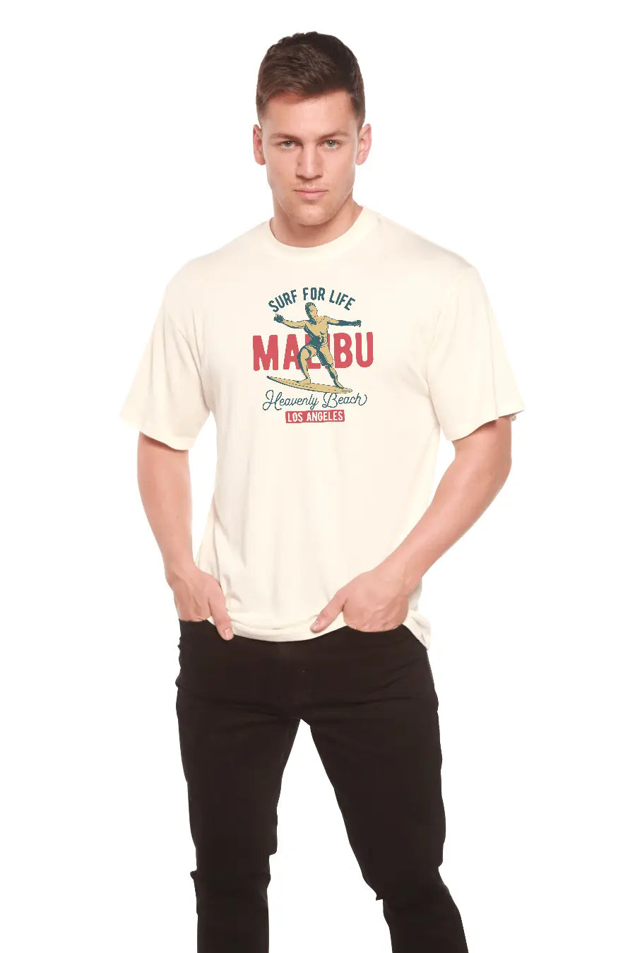 MALIBU Men's Bamboo Viscose/Organic Cotton Short Sleeve Graphic T-Shirt Spun Bamboo