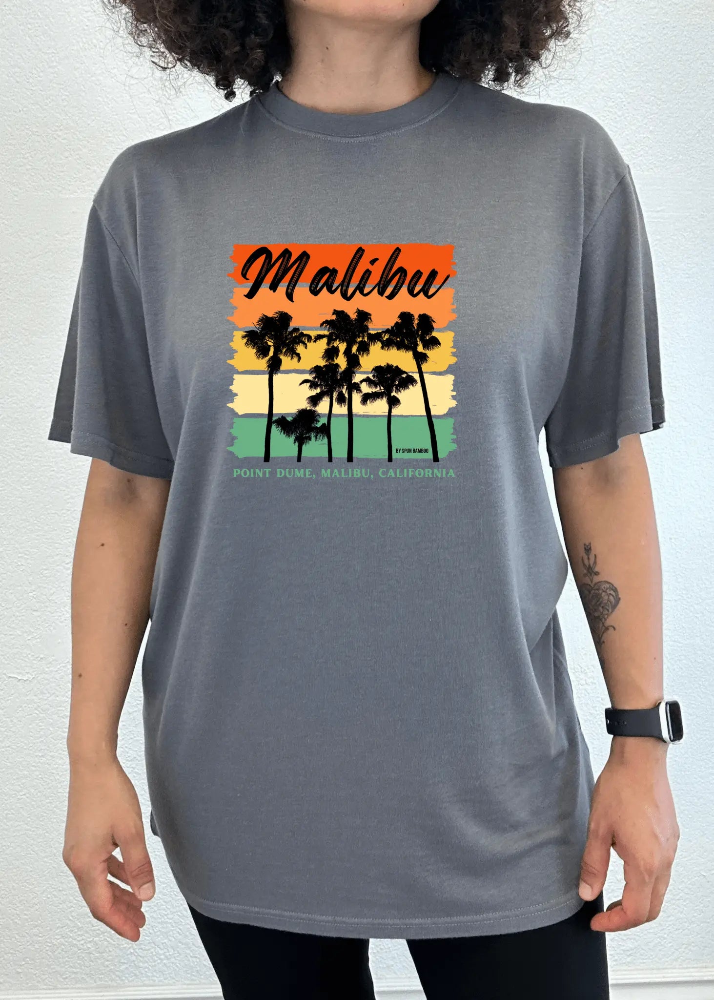 Malibu Unisex Bamboo Viscose/Organic Cotton Short Sleeve Graphic T-Shirt Spun Bamboo