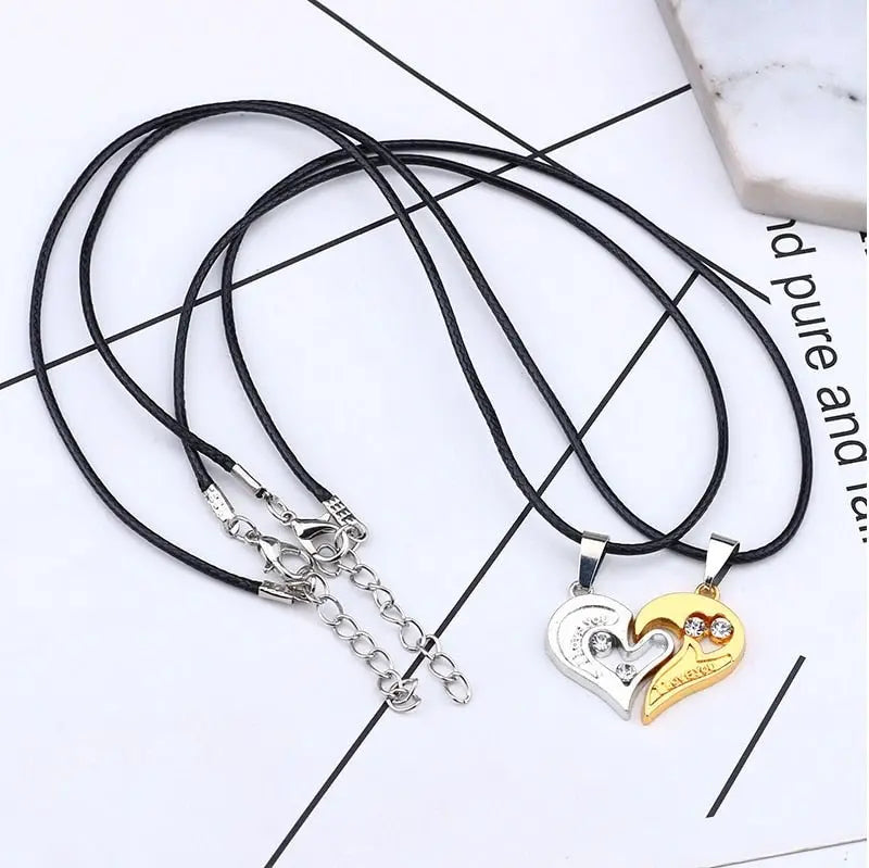 matching necklaces for couples necklaces I Love You Heart-shaped Pendant Choker For Women Gift 1 Pair - Blade & Thread