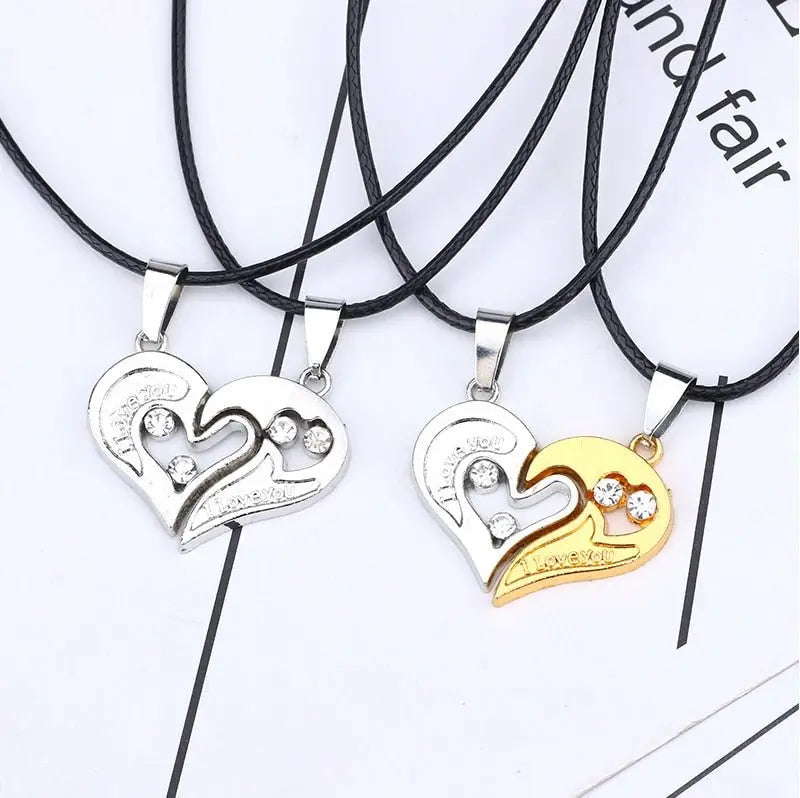 matching necklaces for couples necklaces I Love You Heart-shaped Pendant Choker For Women Gift 1 Pair - Blade & Thread