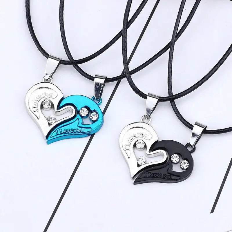matching necklaces for couples necklaces I Love You Heart-shaped Pendant Choker For Women Gift 1 Pair nowadaysfashion
