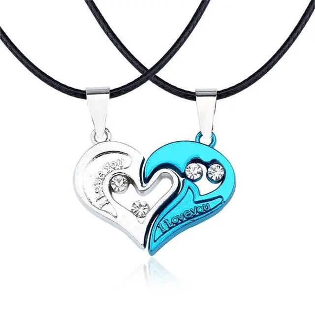 matching necklaces for couples necklaces I Love You Heart-shaped Pendant Choker For Women Gift 1 Pair - Blade & Thread