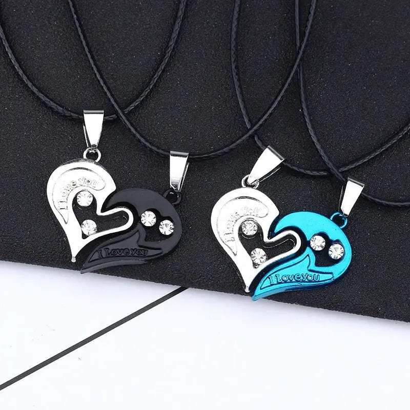matching necklaces for couples necklaces I Love You Heart-shaped Pendant Choker For Women Gift 1 Pair - Blade & Thread