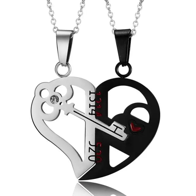 matching necklaces for couples necklaces Splice 2 PCS/Set Cat Moon Heart Pendant nowadaysfashion