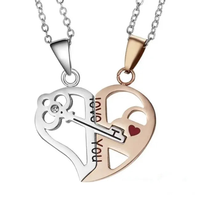 matching necklaces for couples necklaces Splice 2 PCS/Set Cat Moon Heart Pendant nowadaysfashion