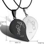 matching necklaces for couples necklaces Splice 2 PCS/Set Cat Moon Heart Pendant nowadaysfashion