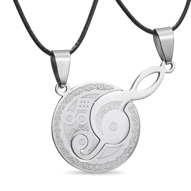 matching necklaces for couples necklaces Splice 2 PCS/Set Cat Moon Heart Pendant nowadaysfashion