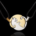 matching necklaces for couples necklaces Splice 2 PCS/Set Cat Moon Heart Pendant nowadaysfashion