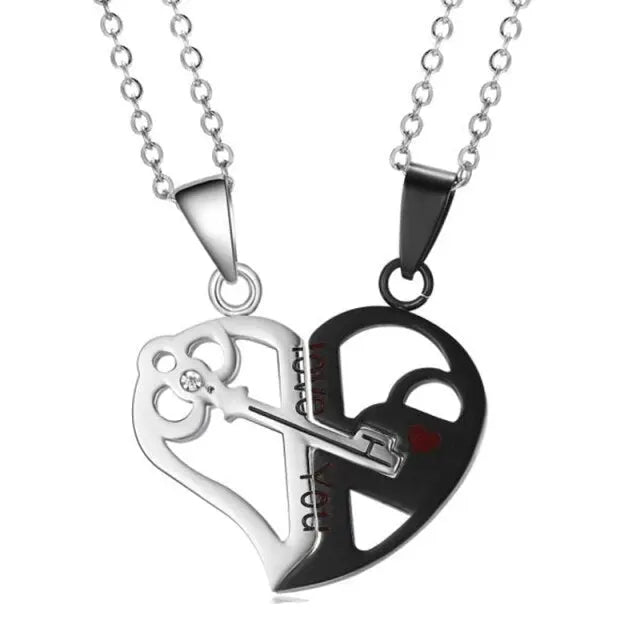 matching necklaces for couples necklaces Splice 2 PCS/Set Cat Moon Heart Pendant nowadaysfashion