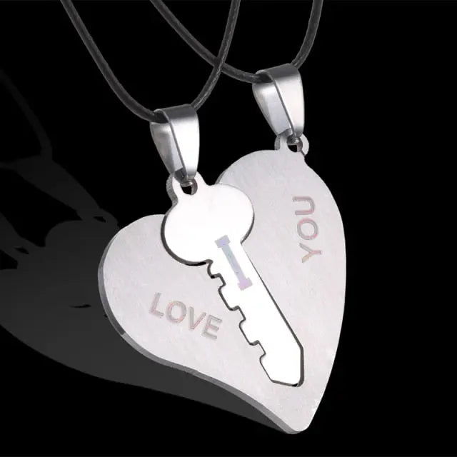 matching necklaces for couples necklaces Splice 2 PCS/Set Cat Moon Heart Pendant nowadaysfashion
