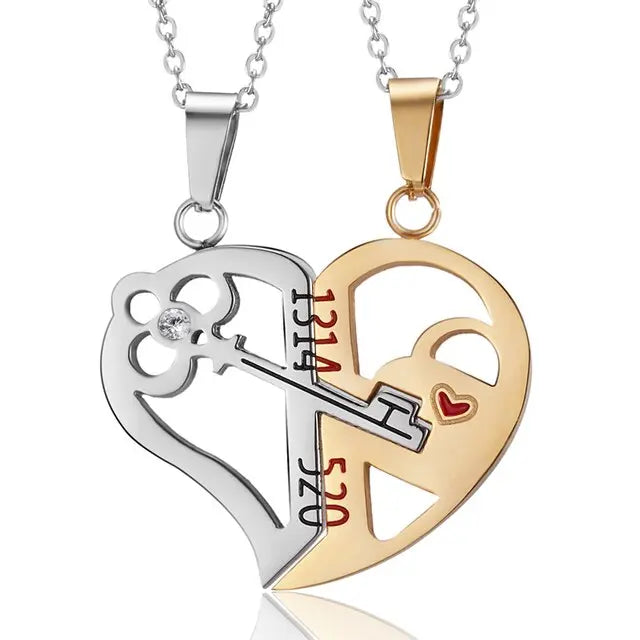matching necklaces for couples necklaces Splice 2 PCS/Set Cat Moon Heart Pendant nowadaysfashion