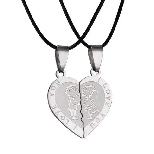 matching necklaces for couples necklaces Splice 2 PCS/Set Cat Moon Heart Pendant nowadaysfashion