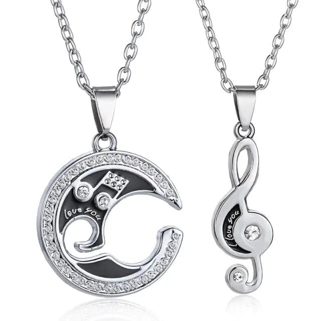 matching necklaces for couples necklaces Splice 2 PCS/Set Cat Moon Heart Pendant nowadaysfashion