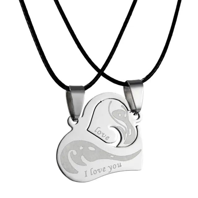 matching necklaces for couples necklaces Splice 2 PCS/Set Cat Moon Heart Pendant nowadaysfashion