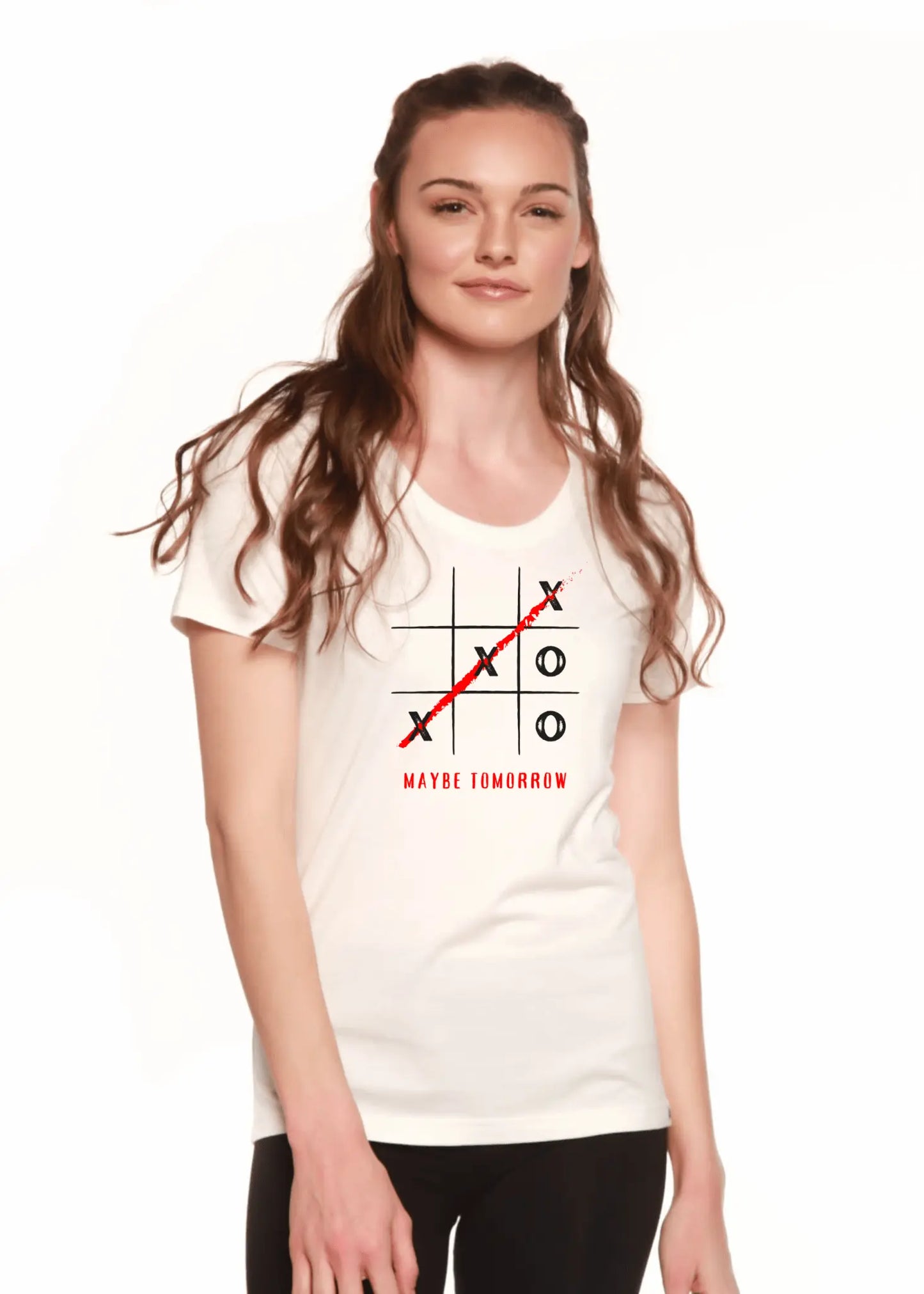 Maybe Tomorrow Women's Bamboo Sleeve Scoop Neck Graphic T-Shirt - Blade & Thread