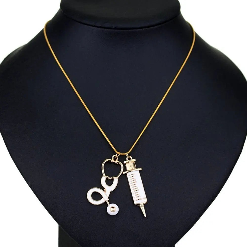 Medical Stethoscope Syringe Hospital Style Pendant Necklace nowadaysfashion