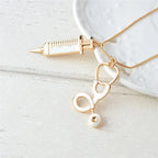 Medical Stethoscope Syringe Hospital Style Pendant Necklace nowadaysfashion