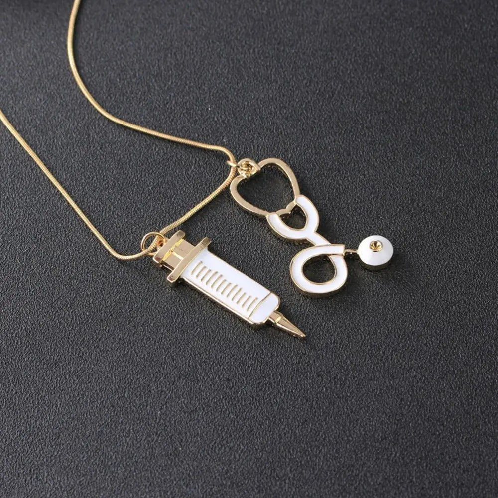 Medical Stethoscope Syringe Hospital Style Pendant Necklace - Blade & Thread