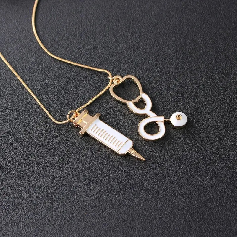 Medical Stethoscope Syringe Hospital Style Pendant Necklace - Blade & Thread