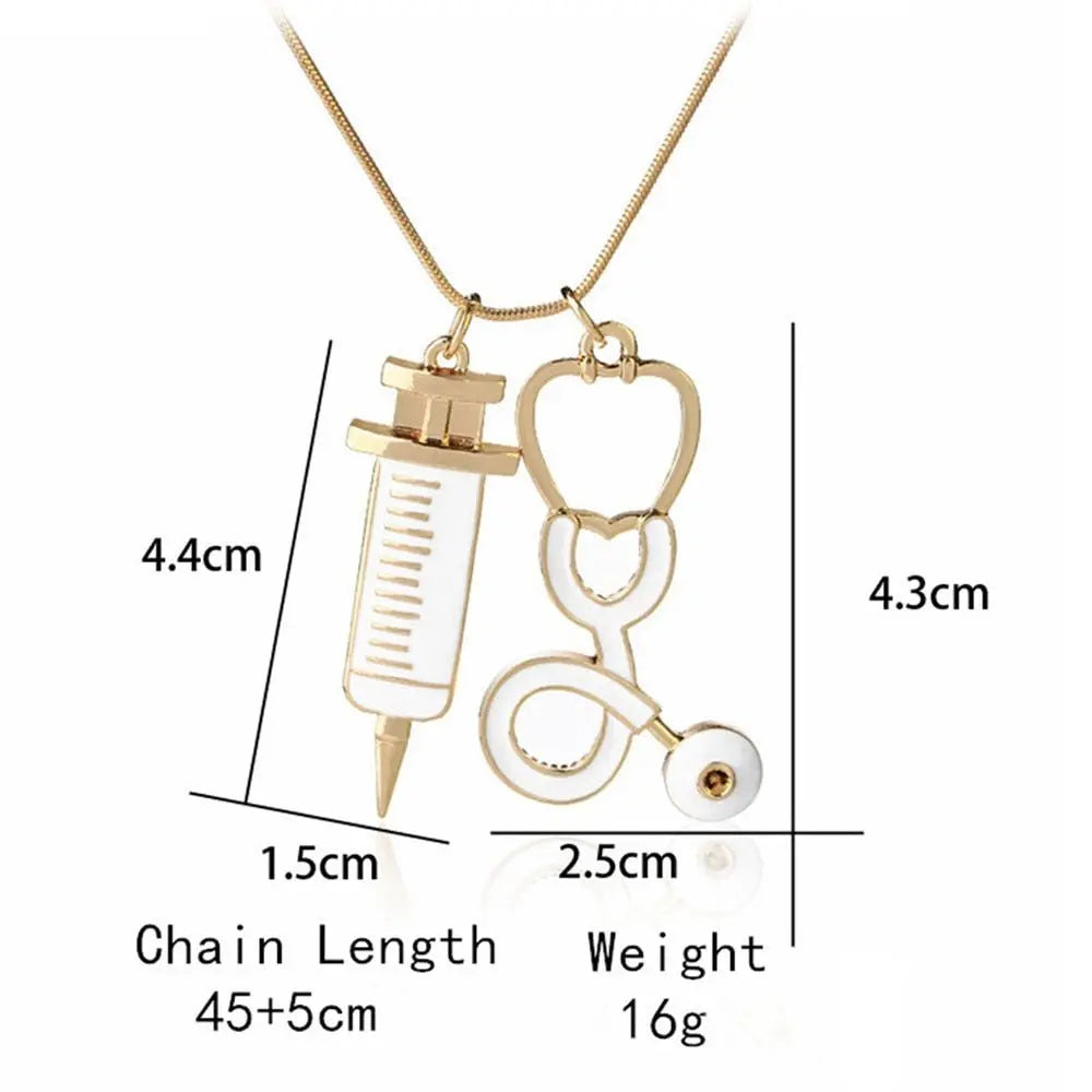 Medical Stethoscope Syringe Hospital Style Pendant Necklace - Blade & Thread