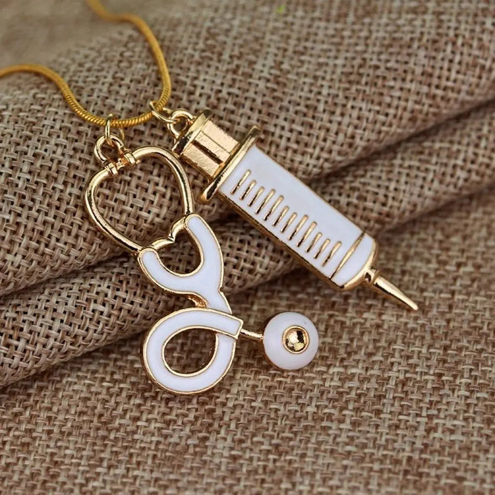 Medical Stethoscope Syringe Hospital Style Pendant Necklace - Blade & Thread