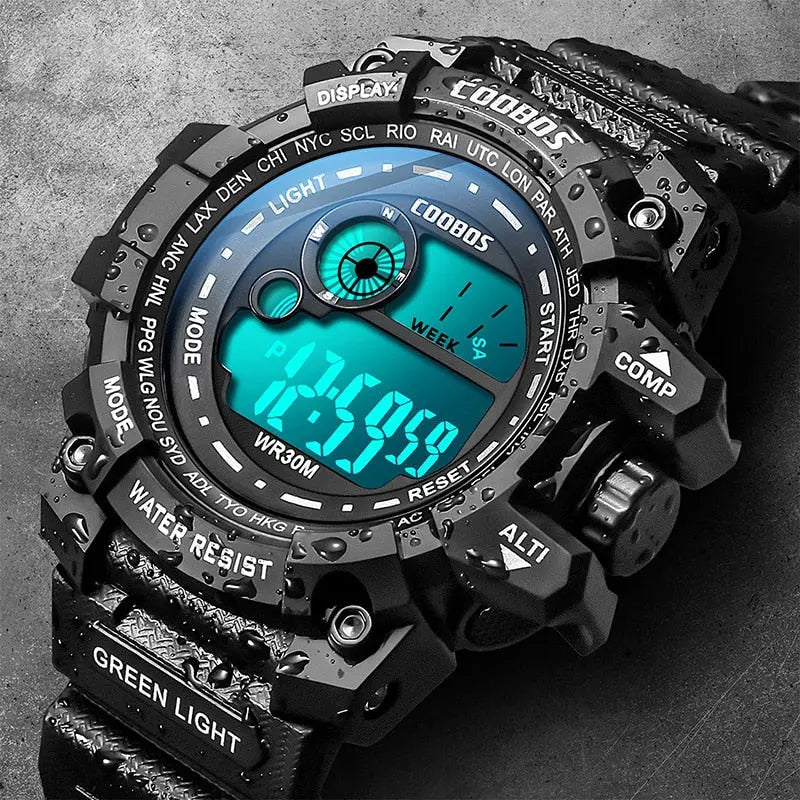 Men Sport Watch High-end Silicone Strap Military Wrist Watch Calendar Waterproof Digital Watch nowadaysfashion