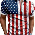 Men's 3D Digital Print Zip-Up Polo Shirt - Blade & Thread