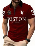 Men's 3D Digital Print Zip-Up Polo Shirt - Blade & Thread