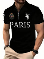 Men's 3D Digital Print Zip-Up Polo Shirt - Blade & Thread