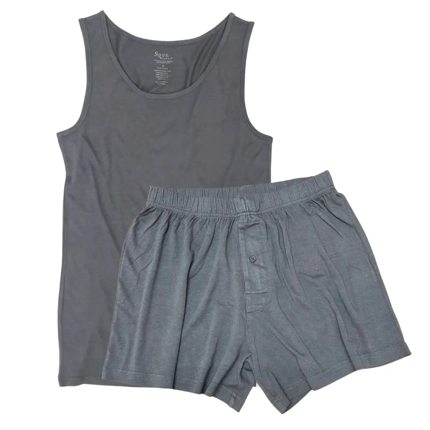 Men's Bamboo Underwear Set - Tank Top + Boxers in Charcoal Grey Color Spun Bamboo