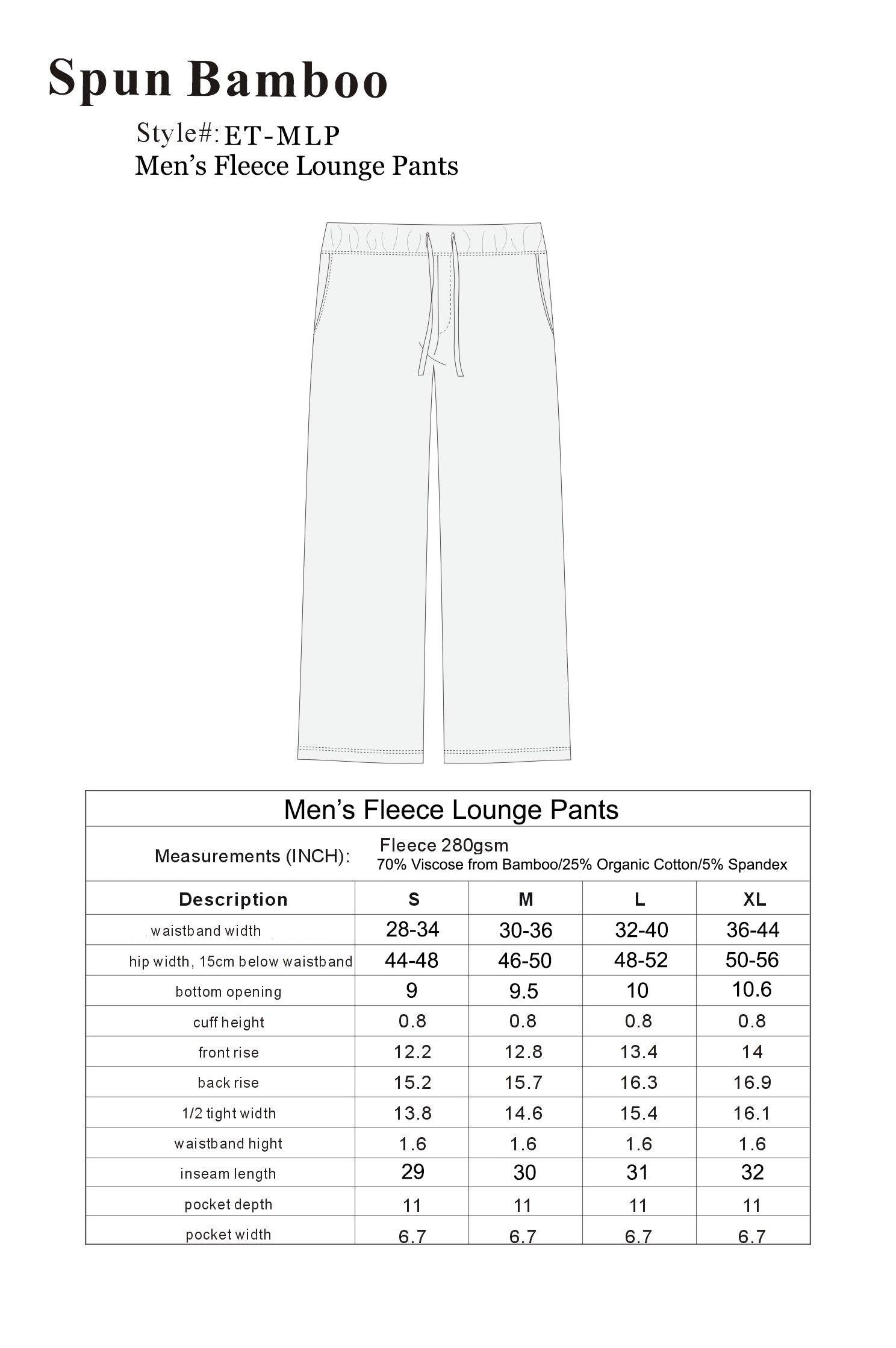 Men's Bamboo Viscose Fleece Lounge Pants Spun Bamboo