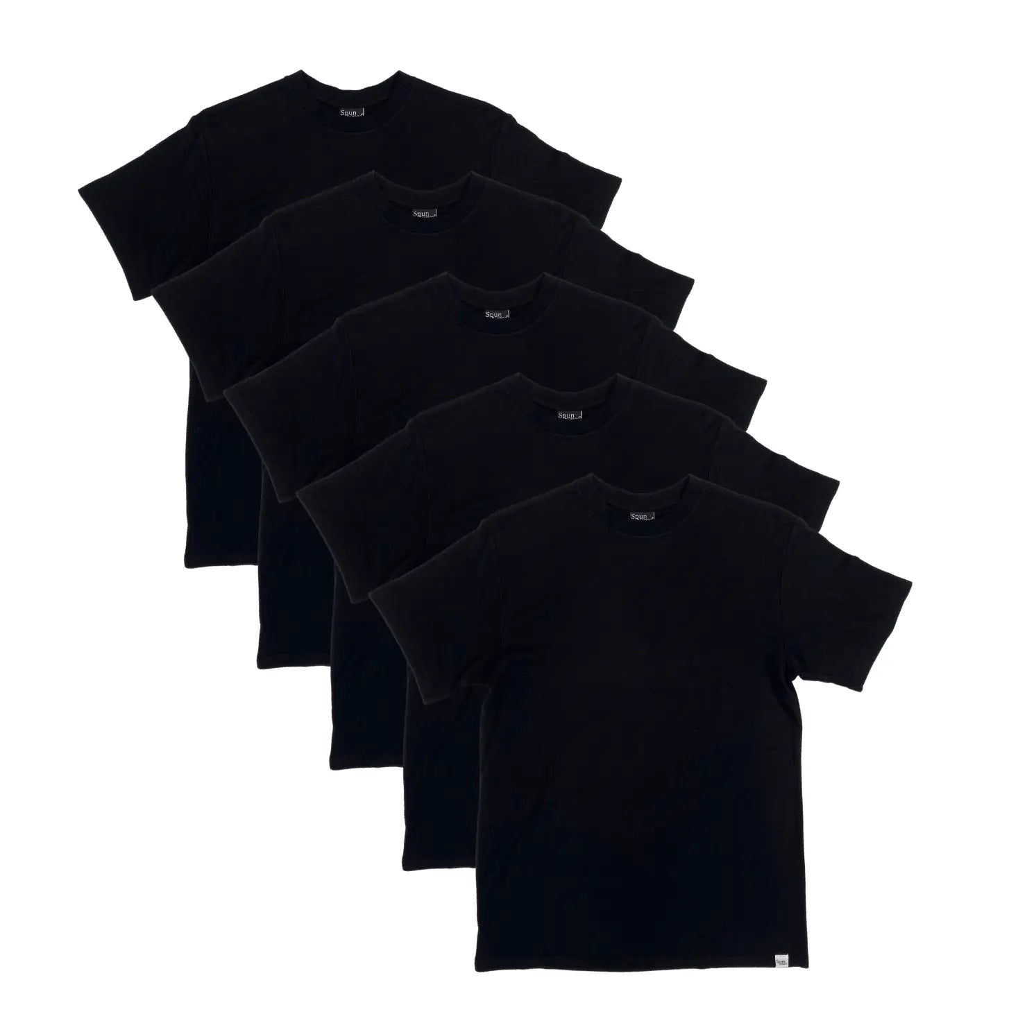 Men's Bamboo Viscose/Organic Cotton Short Sleeve T-Shirt Black Color - 5-Pack Spun Bamboo