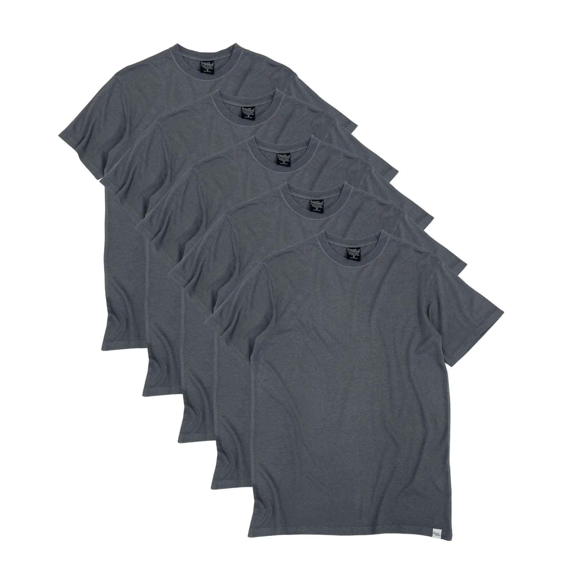 Men's Bamboo Viscose/Organic Cotton Short Sleeve T-Shirt Charcoal Grey Color - 5-Pack Spun Bamboo