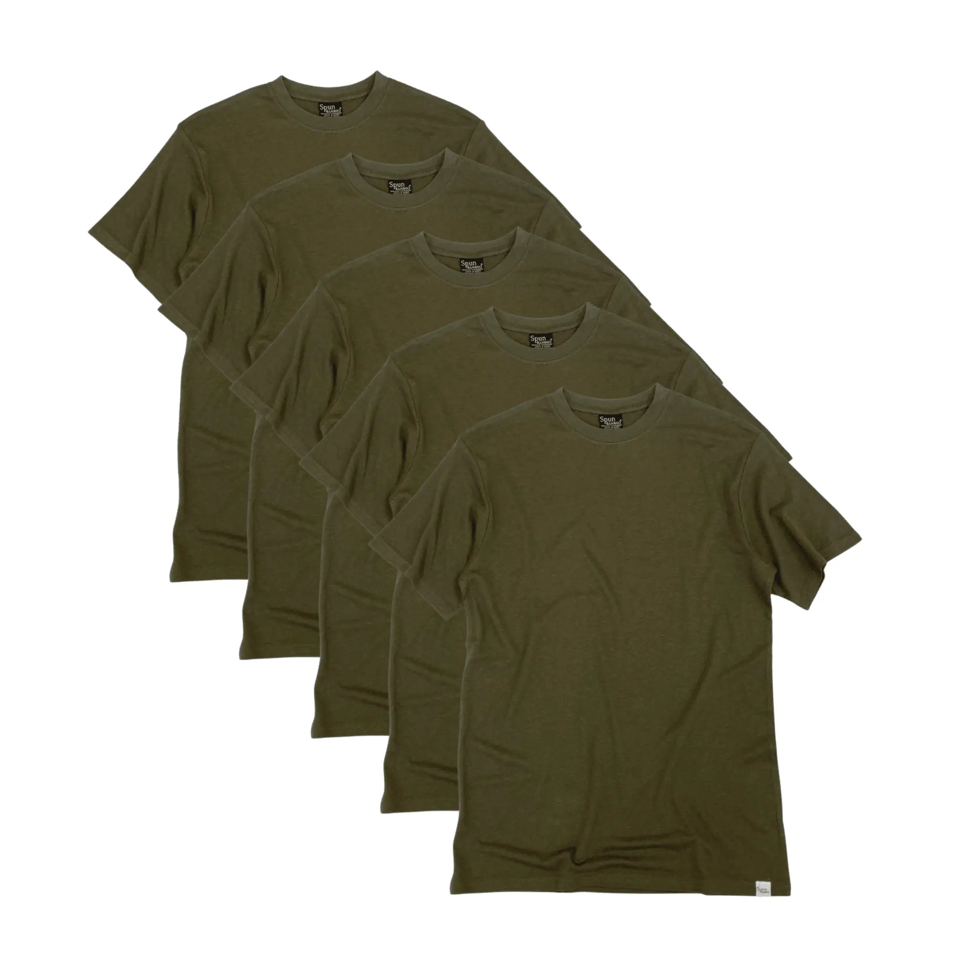 Men's Bamboo Viscose/Organic Cotton Short Sleeve T-Shirt Military Olive Color - 5-Pack - Blade & Thread