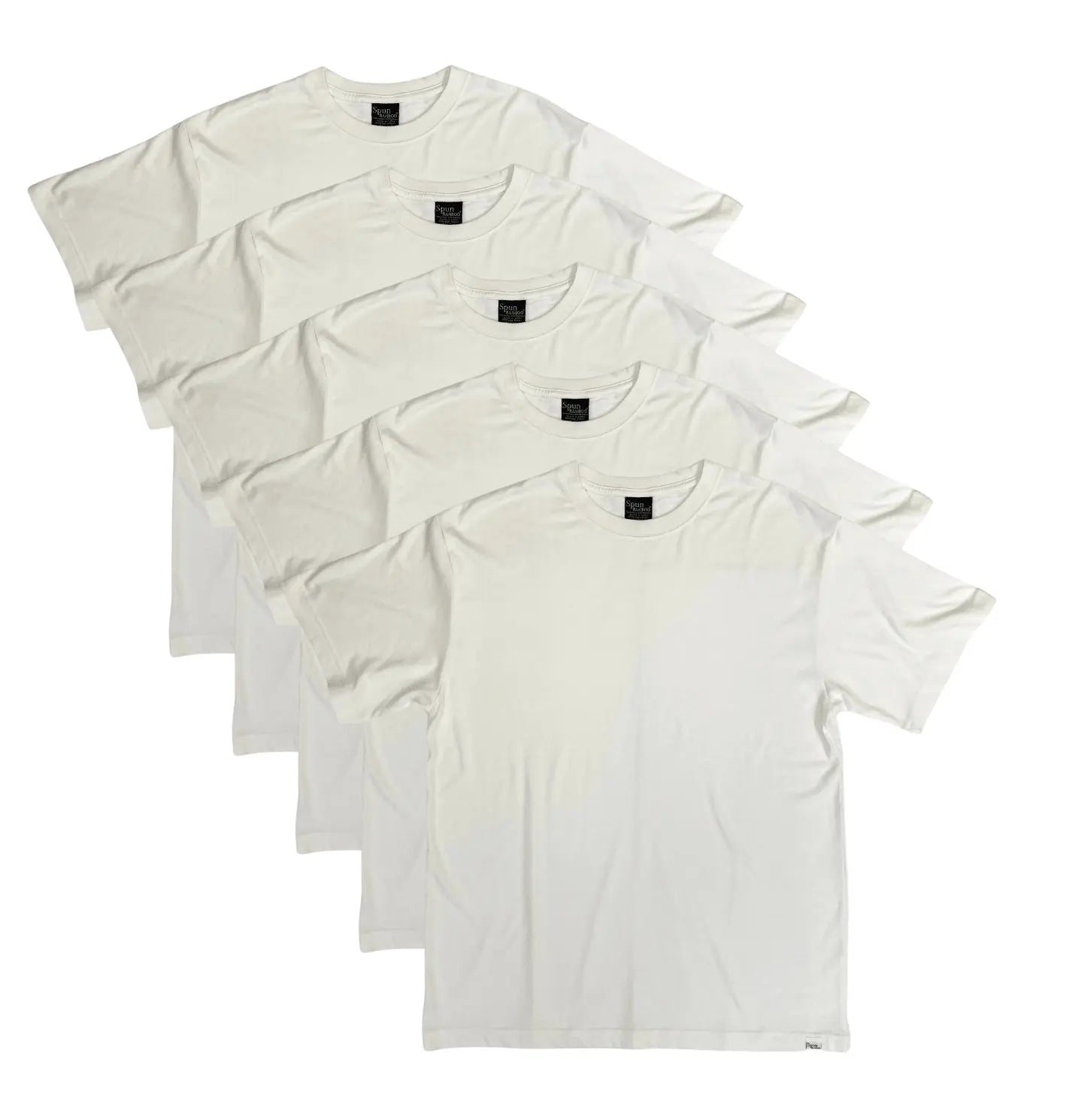 Men's Bamboo Viscose/Organic Cotton Short Sleeve T-Shirt Off White Color - 5-Pack Spun Bamboo
