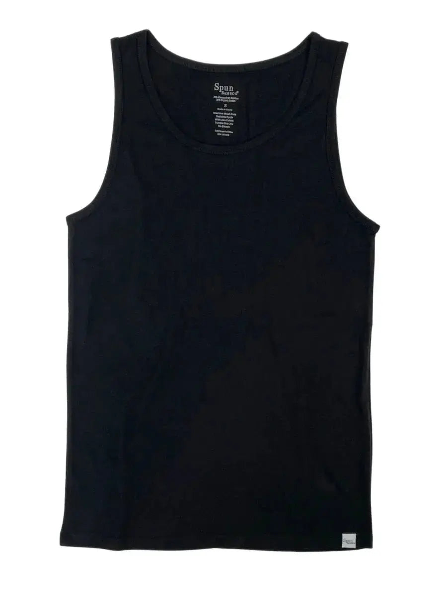 Men's Bamboo Viscose/Organic Cotton Tank Top Black Color + Boxer Style Underwear Black Color Spun Bamboo