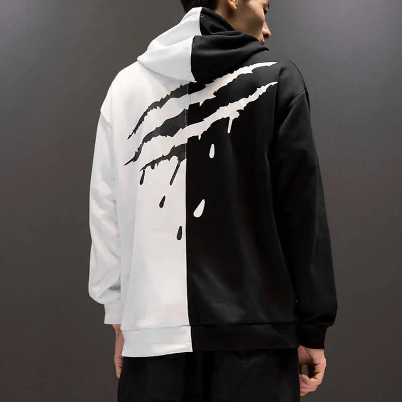 Men'S Casual Fashion Color-Blocking Sweater Long-Sleeved Sports Hooded Top Men'S Clothing - Blade & Thread