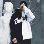 Men'S Casual Fashion Color-Blocking Sweater Long-Sleeved Sports Hooded Top Men'S Clothing Any Means Necessary Clothing