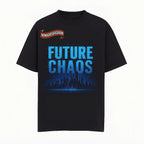 Men's Cyberpunk Graphic T-Shirt – FUTURE CHAOS Neon City Print Black Tee nowadaysfashion
