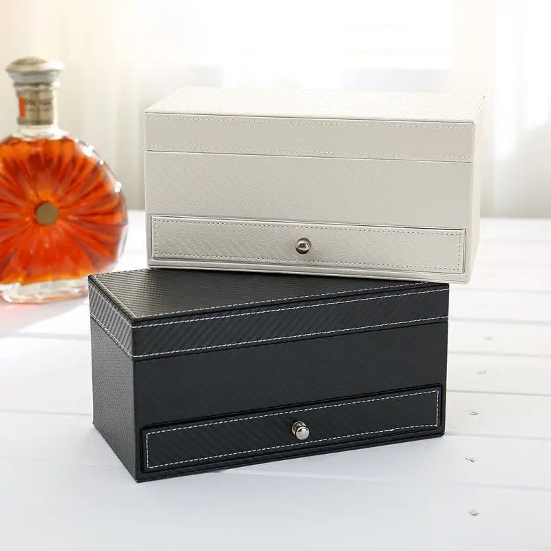 Men's drawer-style 4-seat leather watch display box nowadaysfashion