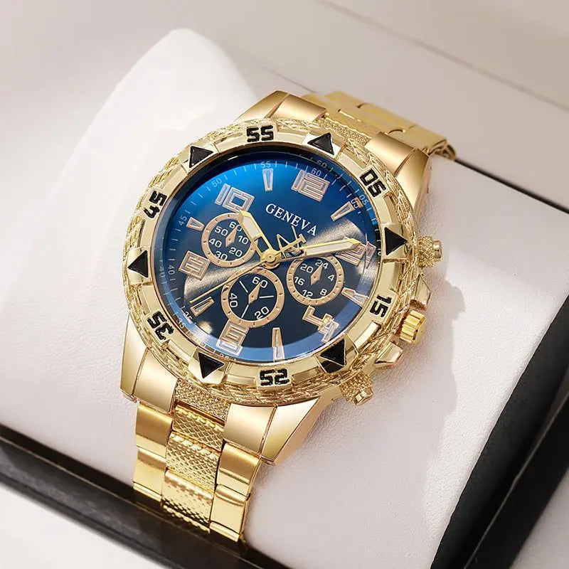 Men's Fake Three-Eye Casual Steel Band Watches nowadaysfashion
