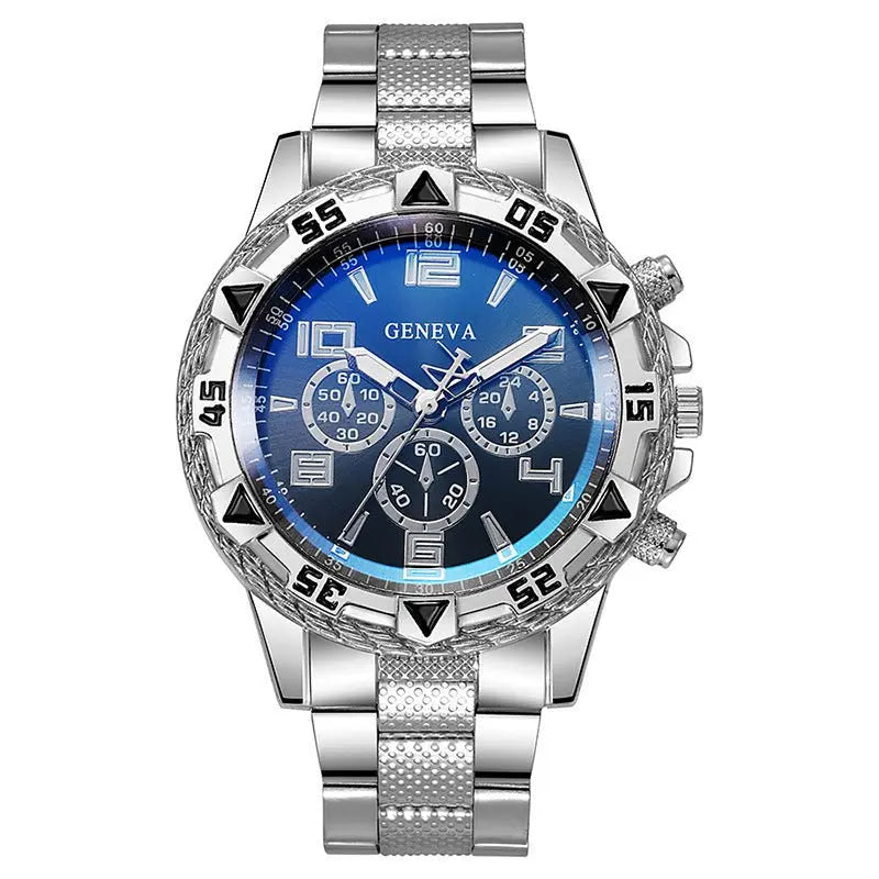 Men's Fake Three-Eye Casual Steel Band Watches - Blade & Thread