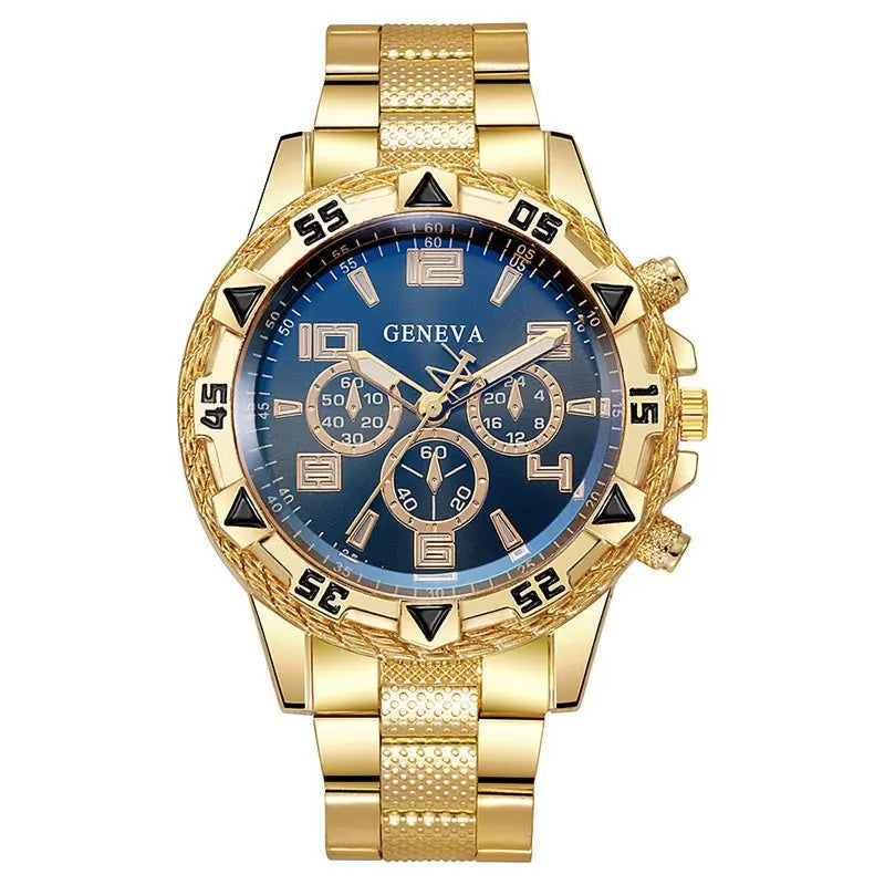 Men's Fake Three-Eye Casual Steel Band Watches nowadaysfashion