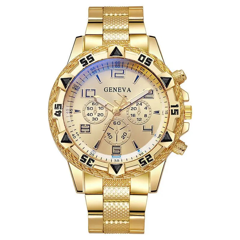 Men's Fake Three-Eye Casual Steel Band Watches nowadaysfashion