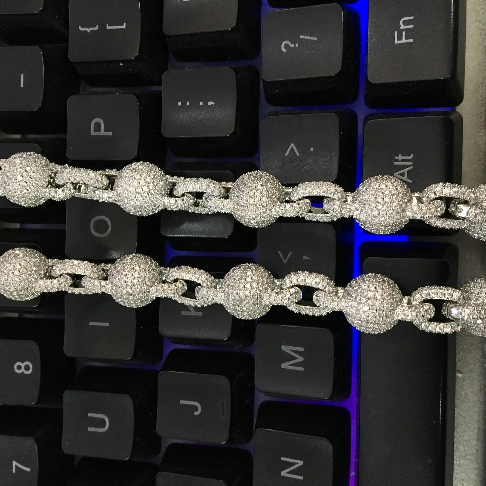 mens gold 5A Zirconia Ball chain necklace nowadaysfashion