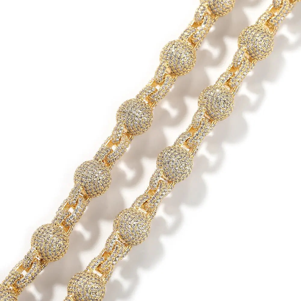 mens gold 5A Zirconia Ball chain necklace nowadaysfashion