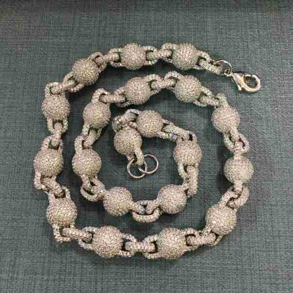 mens gold 5A Zirconia Ball chain necklace - Blade & Thread