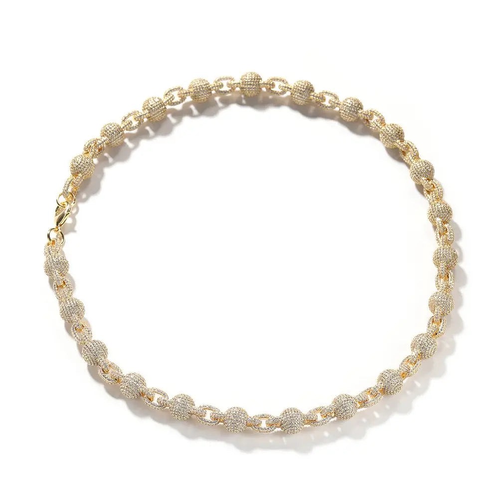 mens gold 5A Zirconia Ball chain necklace - Blade & Thread