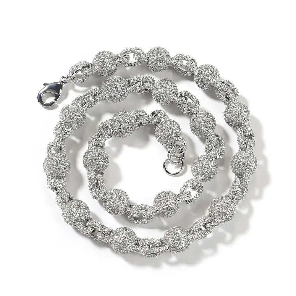 mens gold 5A Zirconia Ball chain necklace nowadaysfashion