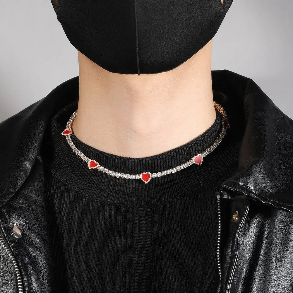 mens gold chain Colorful love tennis necklace - Blade & Thread